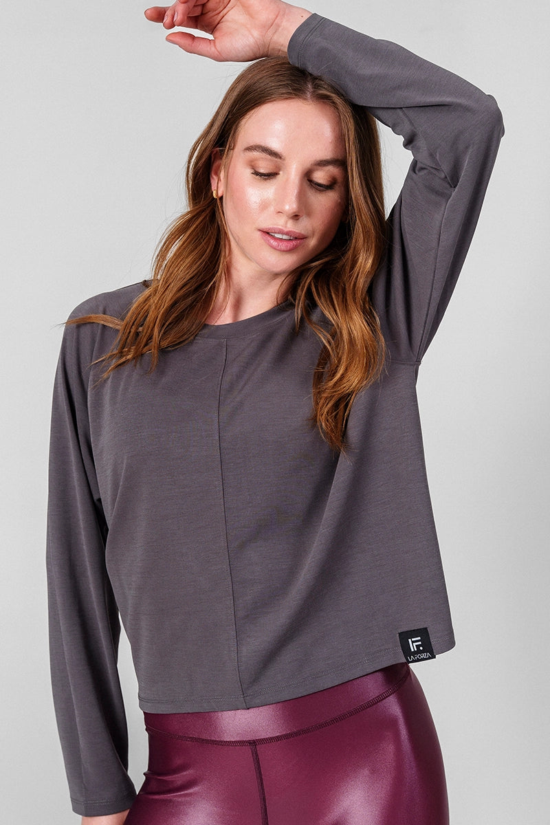Poleras mujer Gris - Back loop Top- Grey | La Forza Athletica