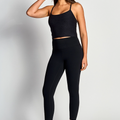 Cropped Tank Bra-Heather Black