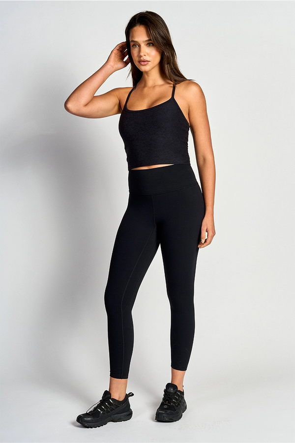 Cropped Tank Bra-Heather Black