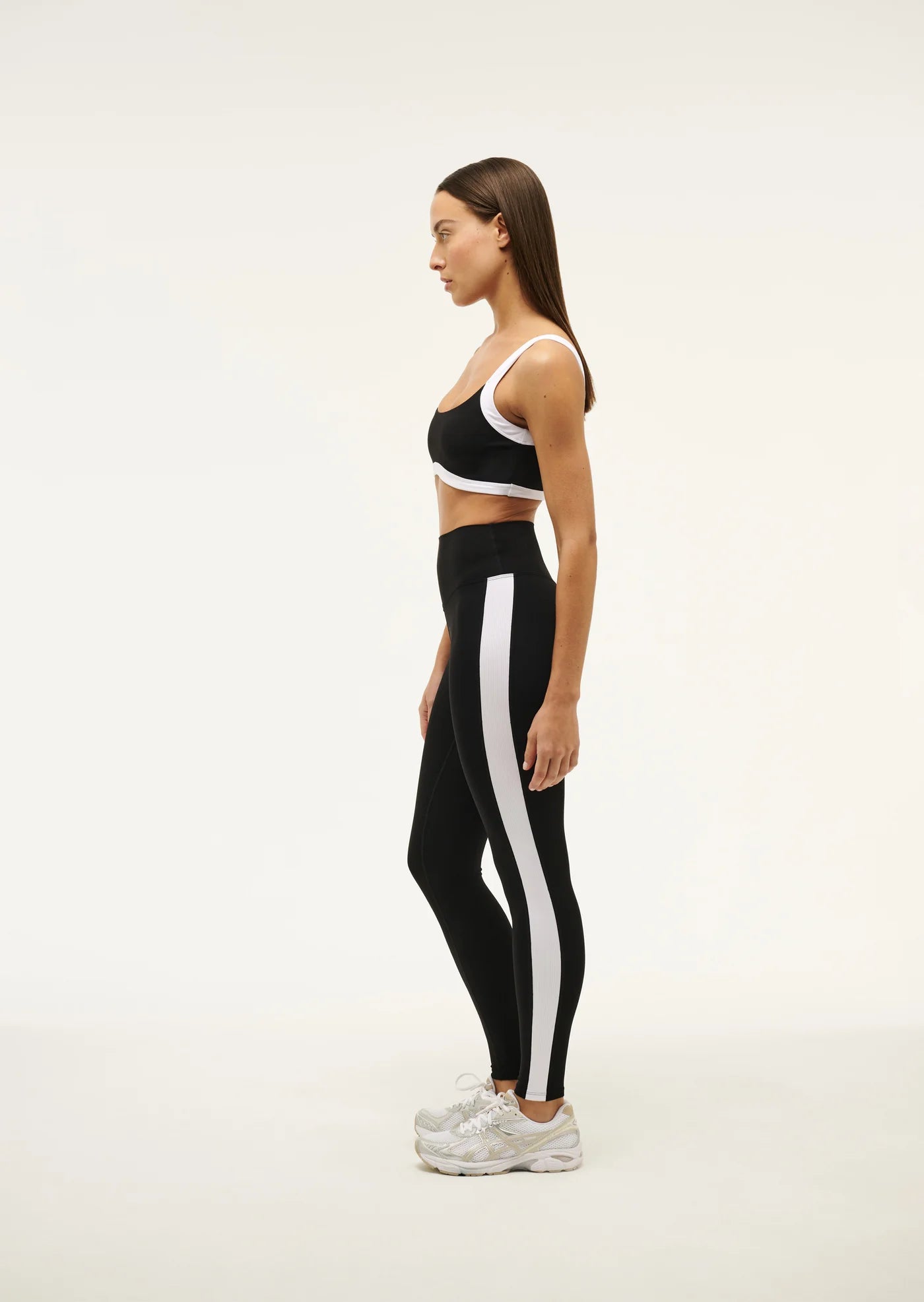 Leggings mujer Negro - Free Play Full Length Legging-Black & Optic White | La Forza Athletica