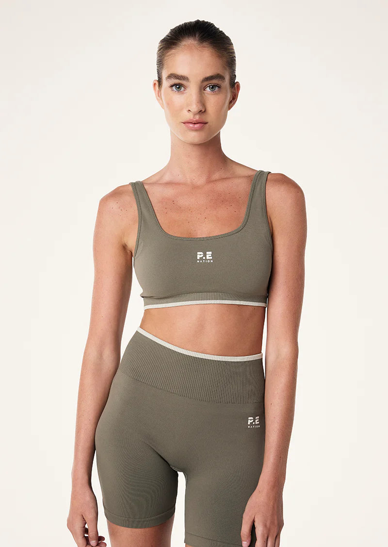 Shorts mujer Caqui - Restore Seamless Bike Short 5"-Khaki | La Forza Athletica