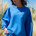 Reversible Oversized Crew-Pacific Blue
