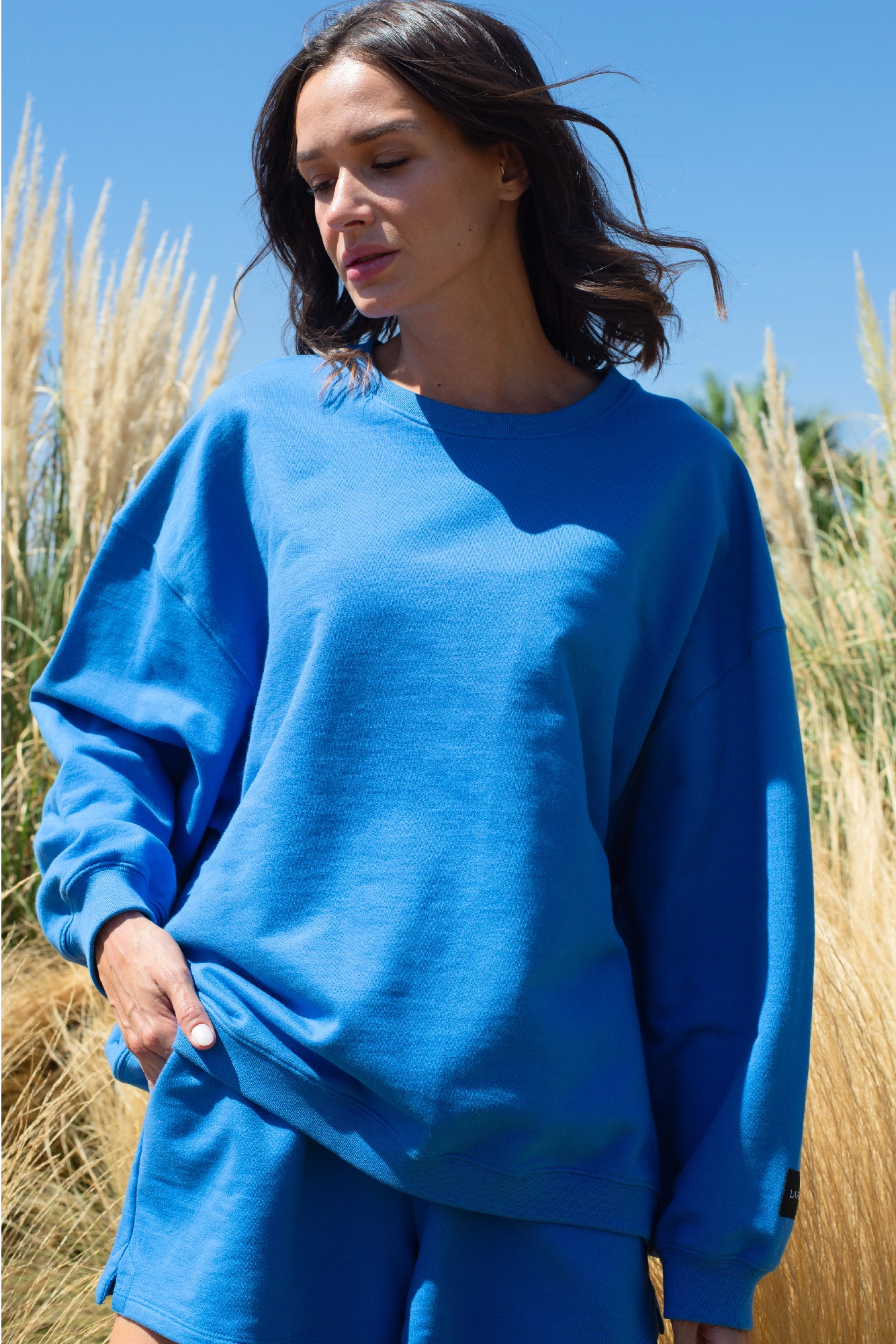 Polerones mujer Azul - Reversible Oversized Crew-Pacific Blue | La Forza Athletica