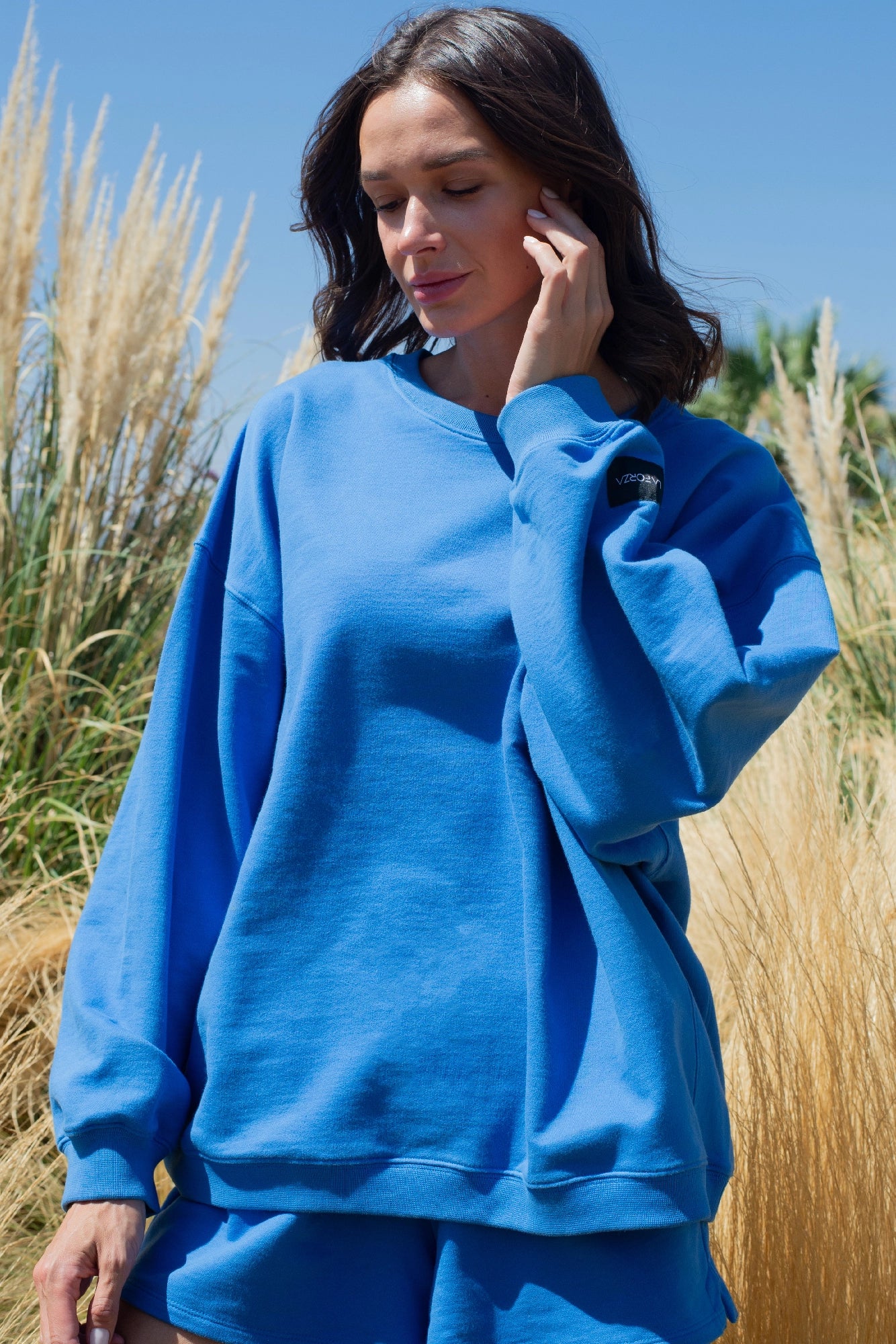 Polerones mujer Azul - Reversible Oversized Crew-Pacific Blue | La Forza Athletica