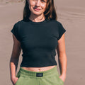 Ribbed Baby Tee-Black