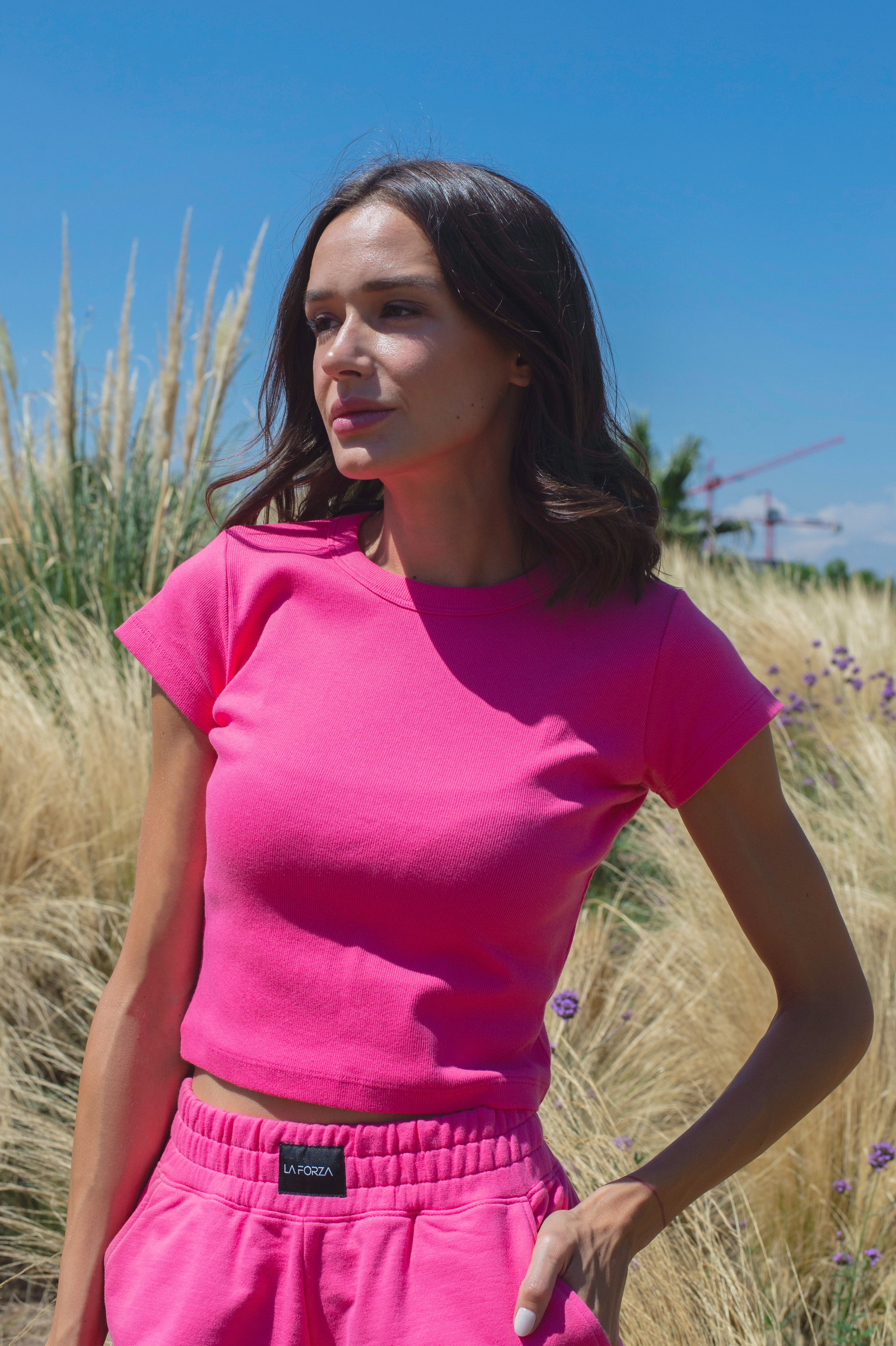 Poleras mujer Rosa - La Forza Athletica Polera Mujer Ribbed Baby Tee - Rosa | La Forza Athletica