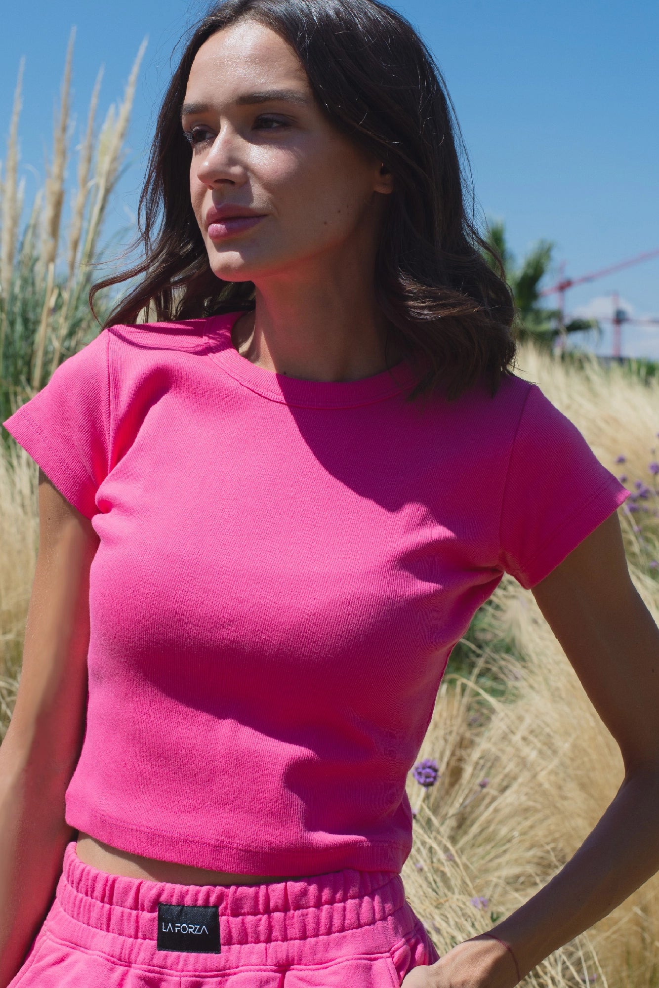 Poleras mujer Rosa - La Forza Athletica Polera Mujer Ribbed Baby Tee - Rosa | La Forza Athletica