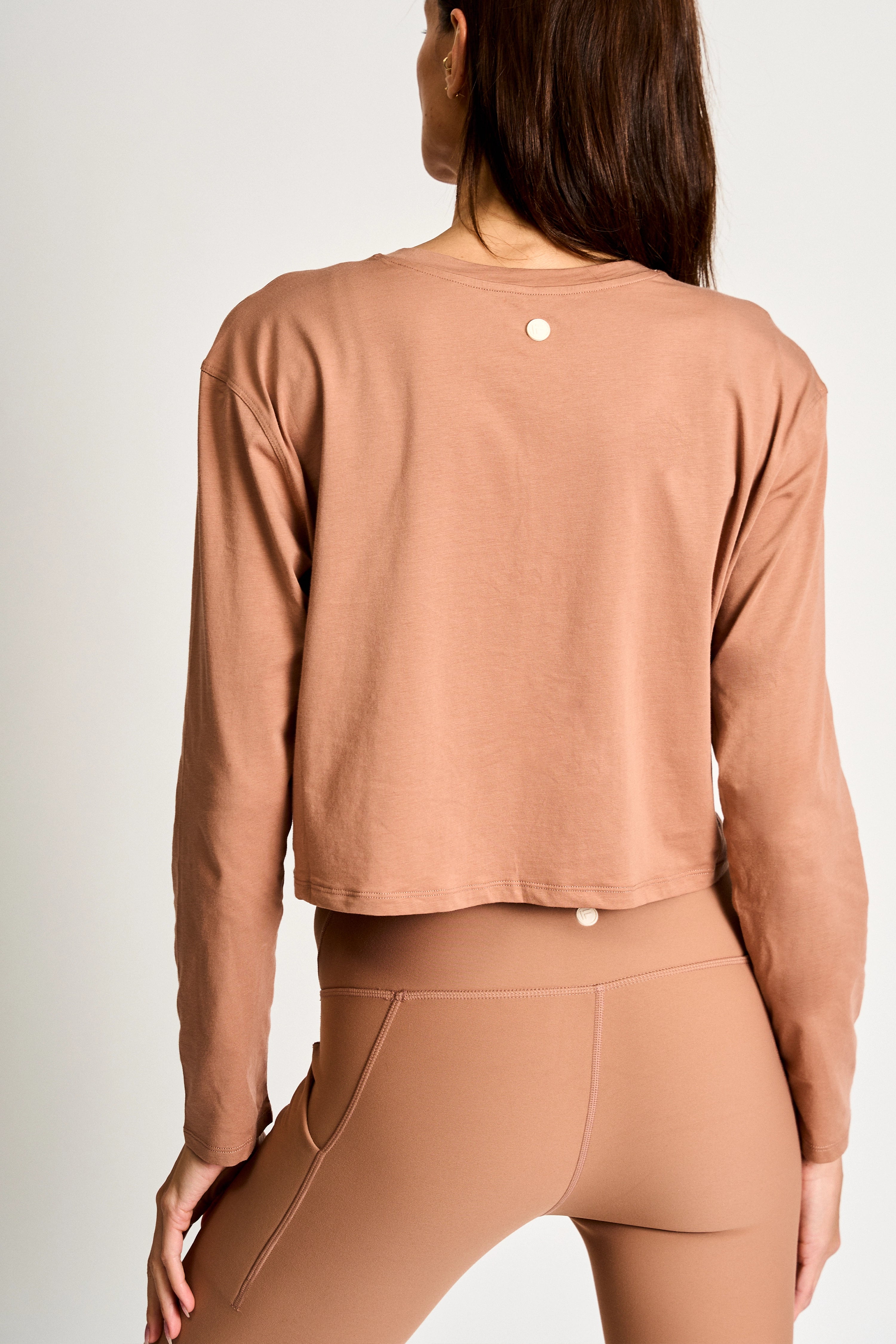 Pima Cotton Cropped Longsleeve-Sand