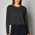 Pima Cotton Cropped Longsleeve-Black