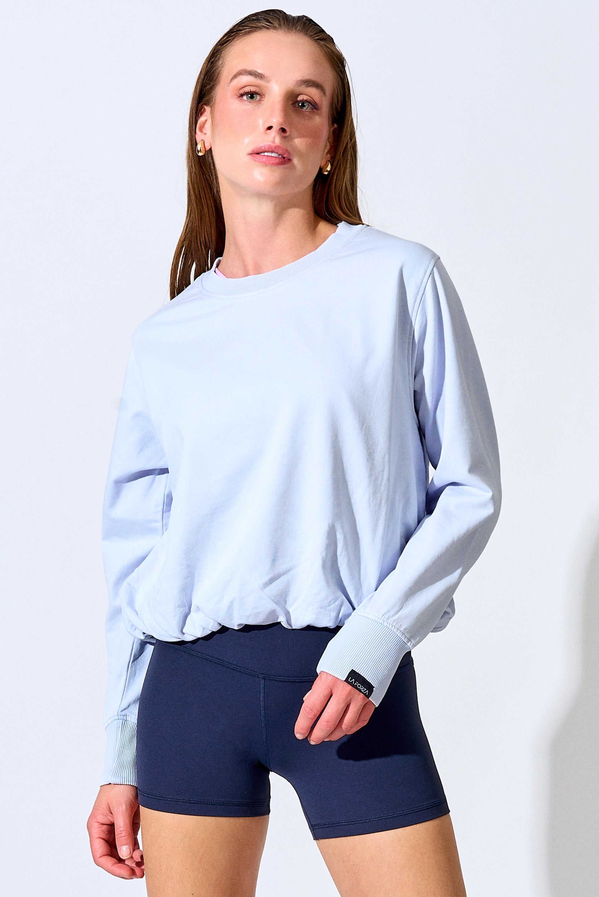 Poleras mujer Azul - Bubble Pullover-Washed Blue | La Forza Athletica