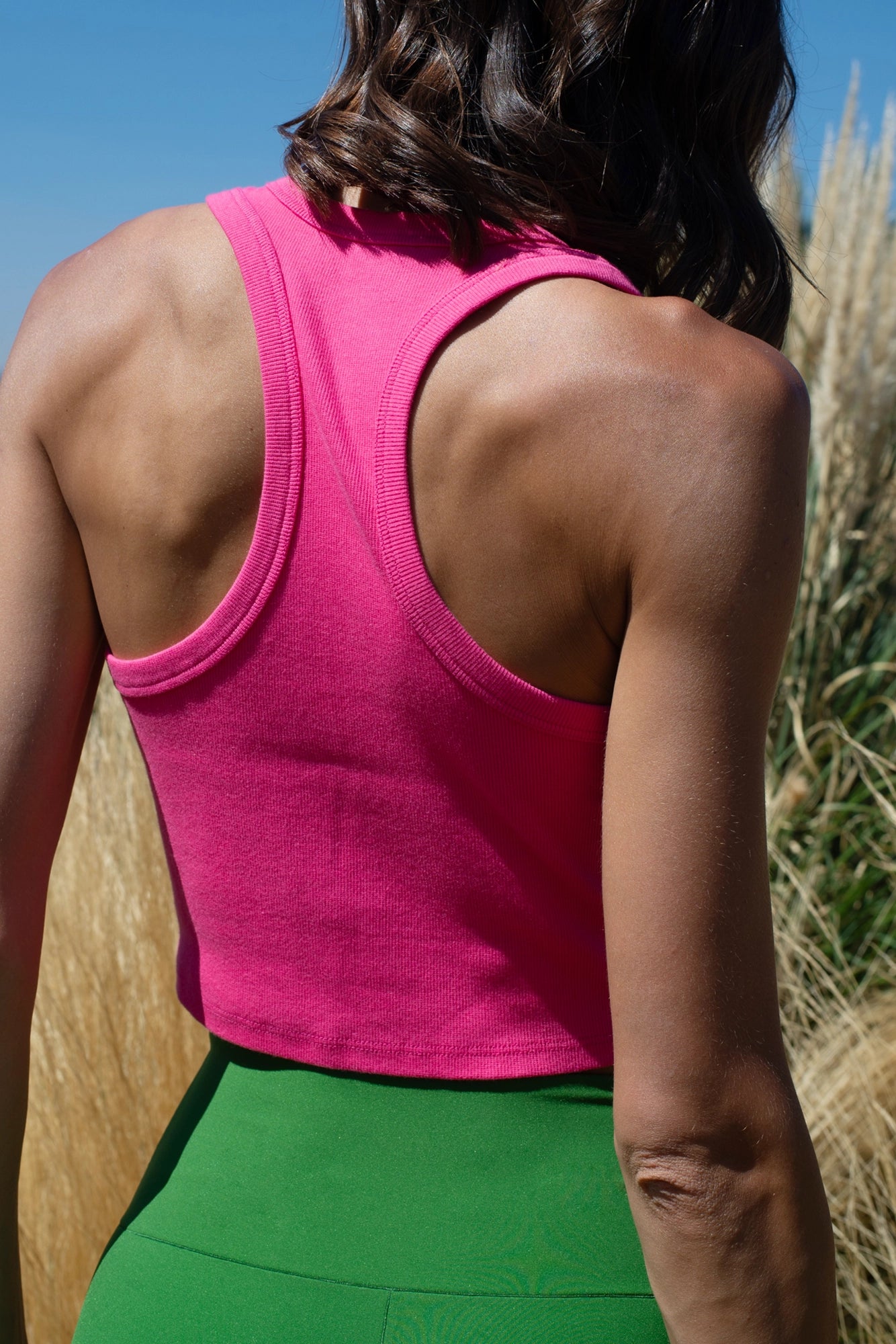 Top sin mangas mujer Rosa - Ribbed Go Tank-Punch Pink | La Forza Athletica
