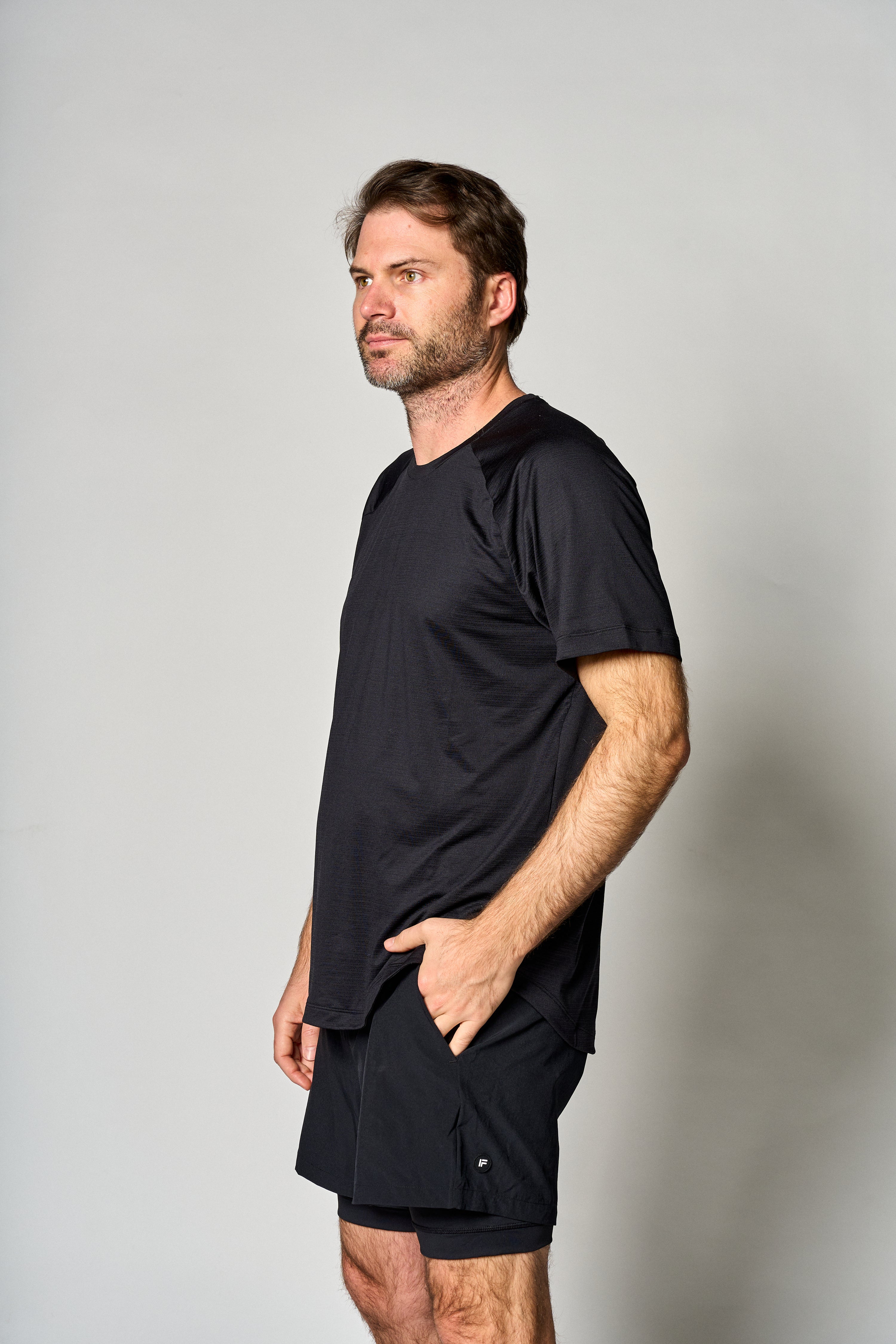 Short Core 5 pulgadas con forro color negro - detalle de tela - La Forza Athletica