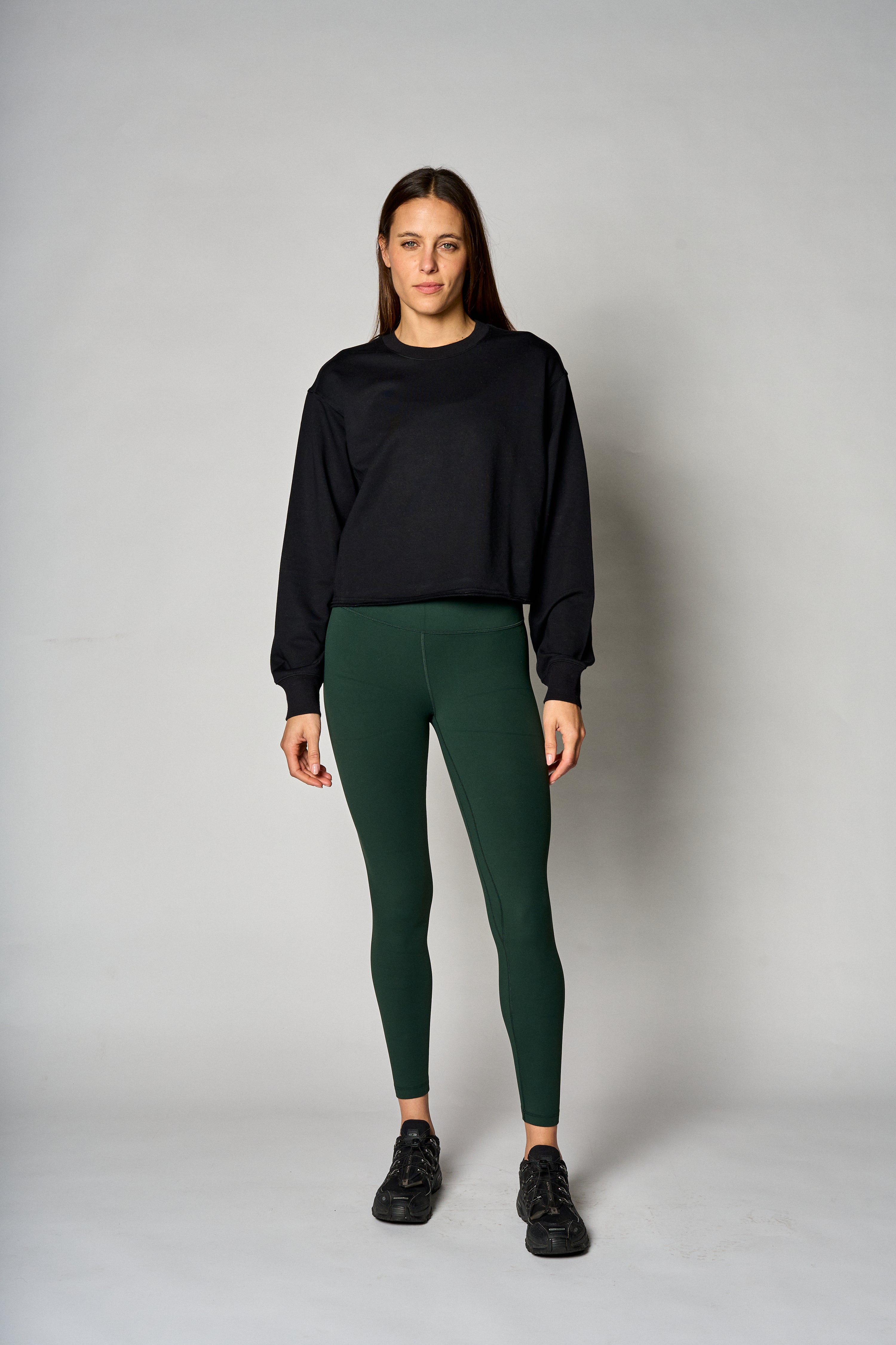 Polerón Double Hem color negro de algodón premium - frente - La Forza Athletica
