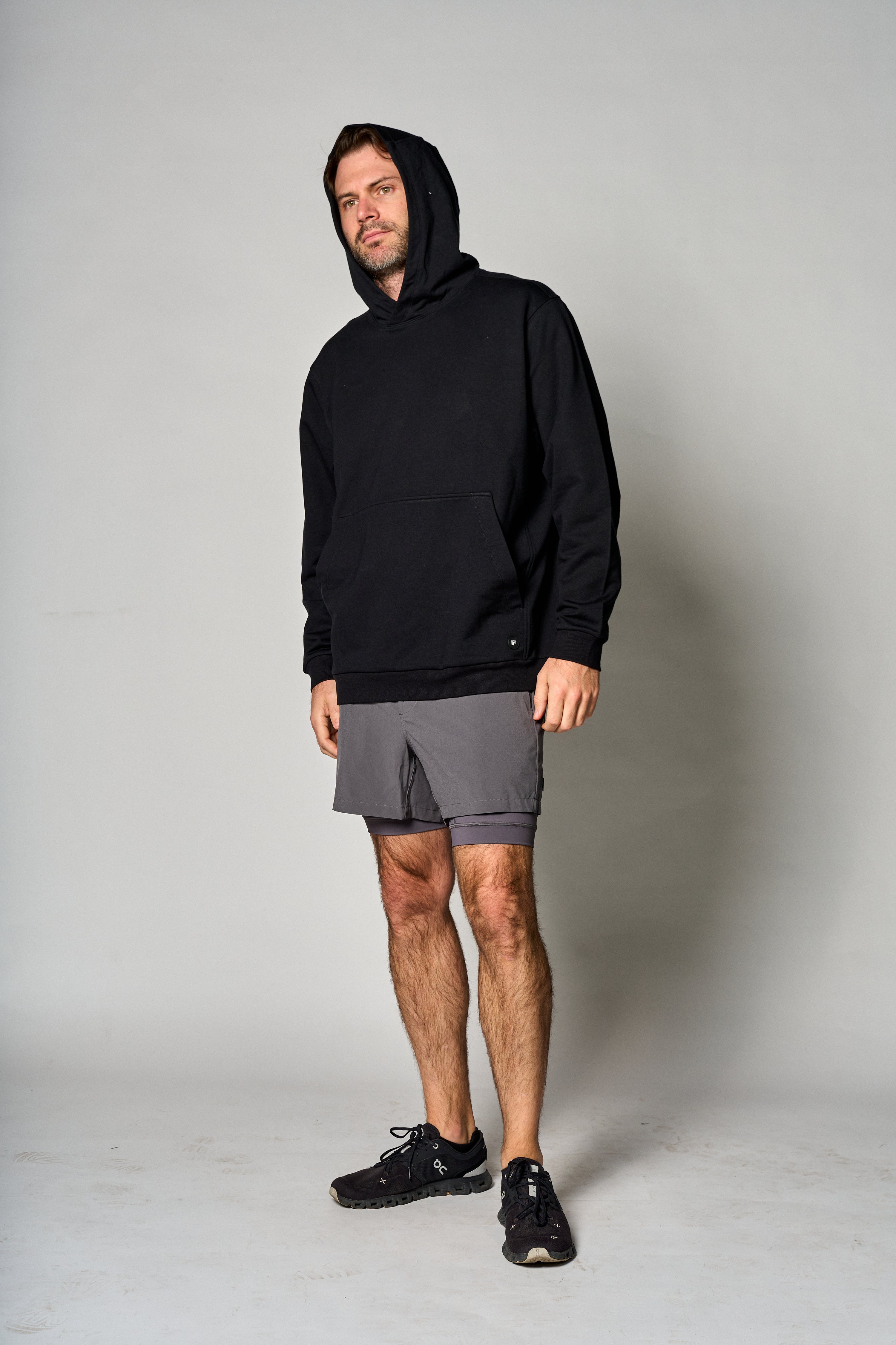 Hoody unisex de algodón Pima color negro - perfil - La Forza Athletica