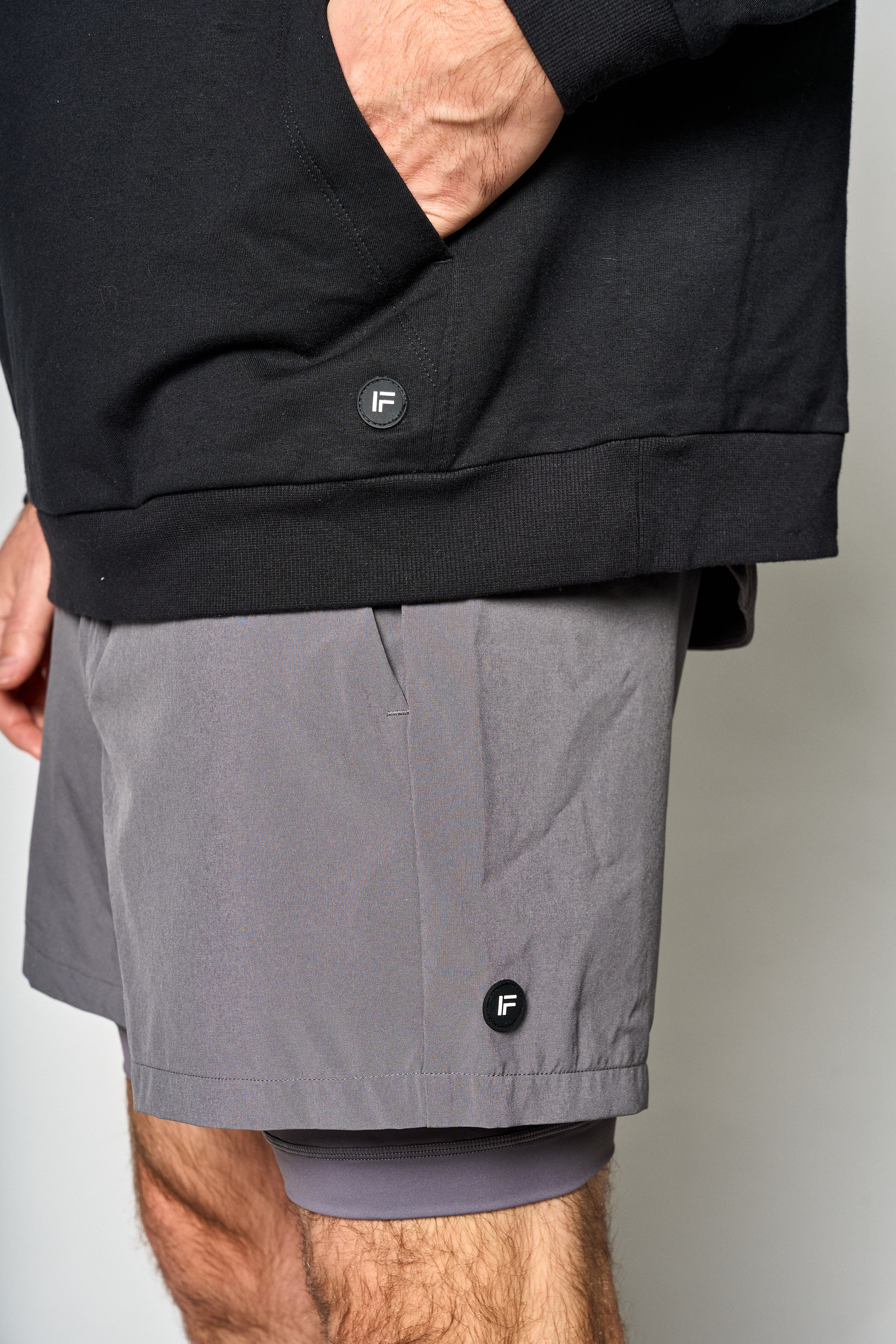 Hoody unisex de algodón Pima color negro - detalle de tela - La Forza Athletica