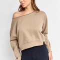 Off the Shoulder Sweatshirt-French Terry Taupe