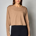 Pima Cotton Cropped Longsleeve-Taupe