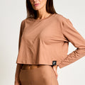 Pima Cotton Cropped Longsleeve-Sand
