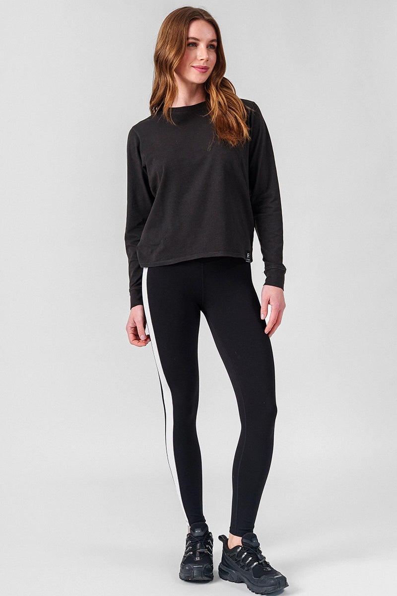 Poleras mujer Negro - Supima Long Sleeve-Stone Black | La Forza Athletica