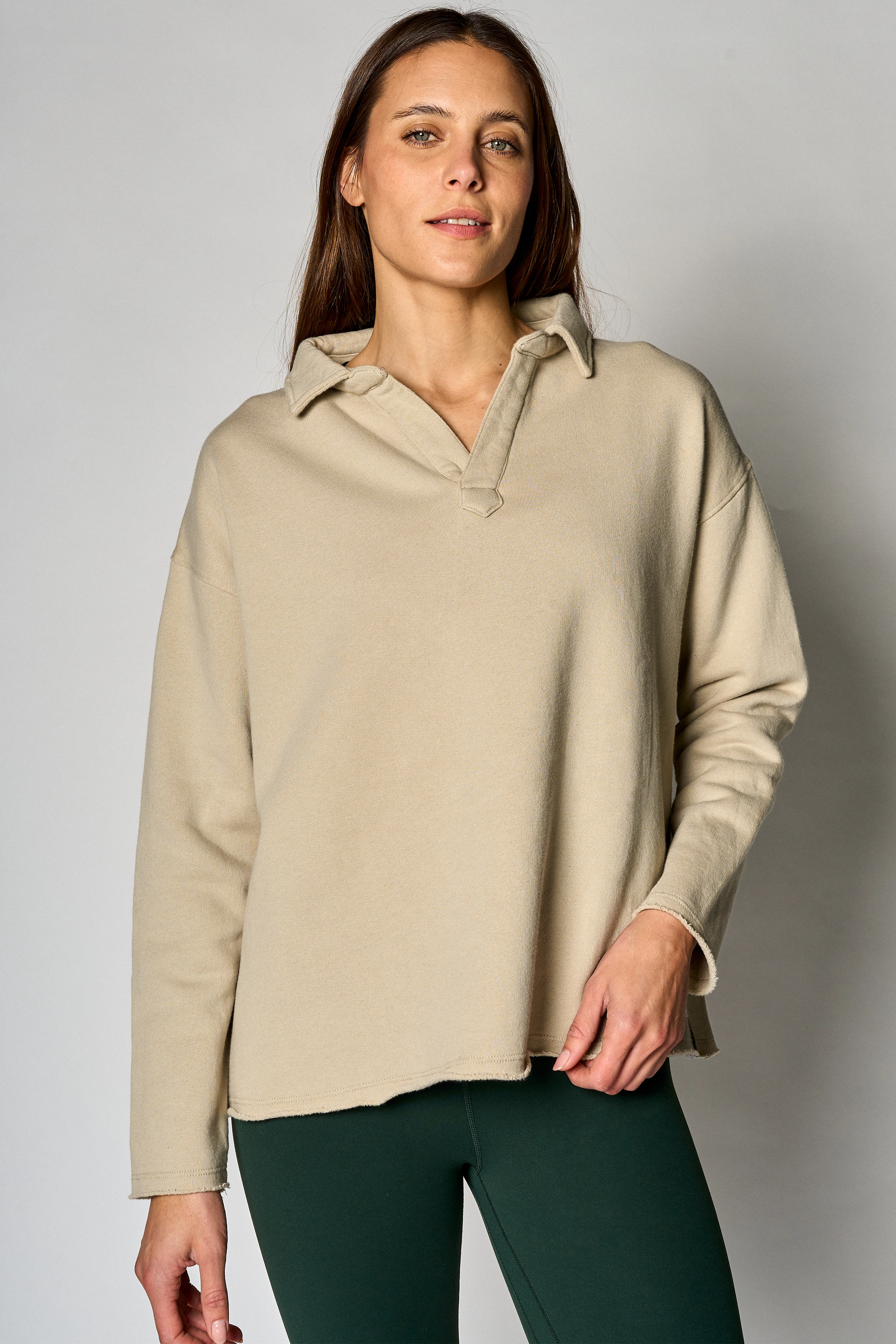 Polo Sweatshirt-Beige