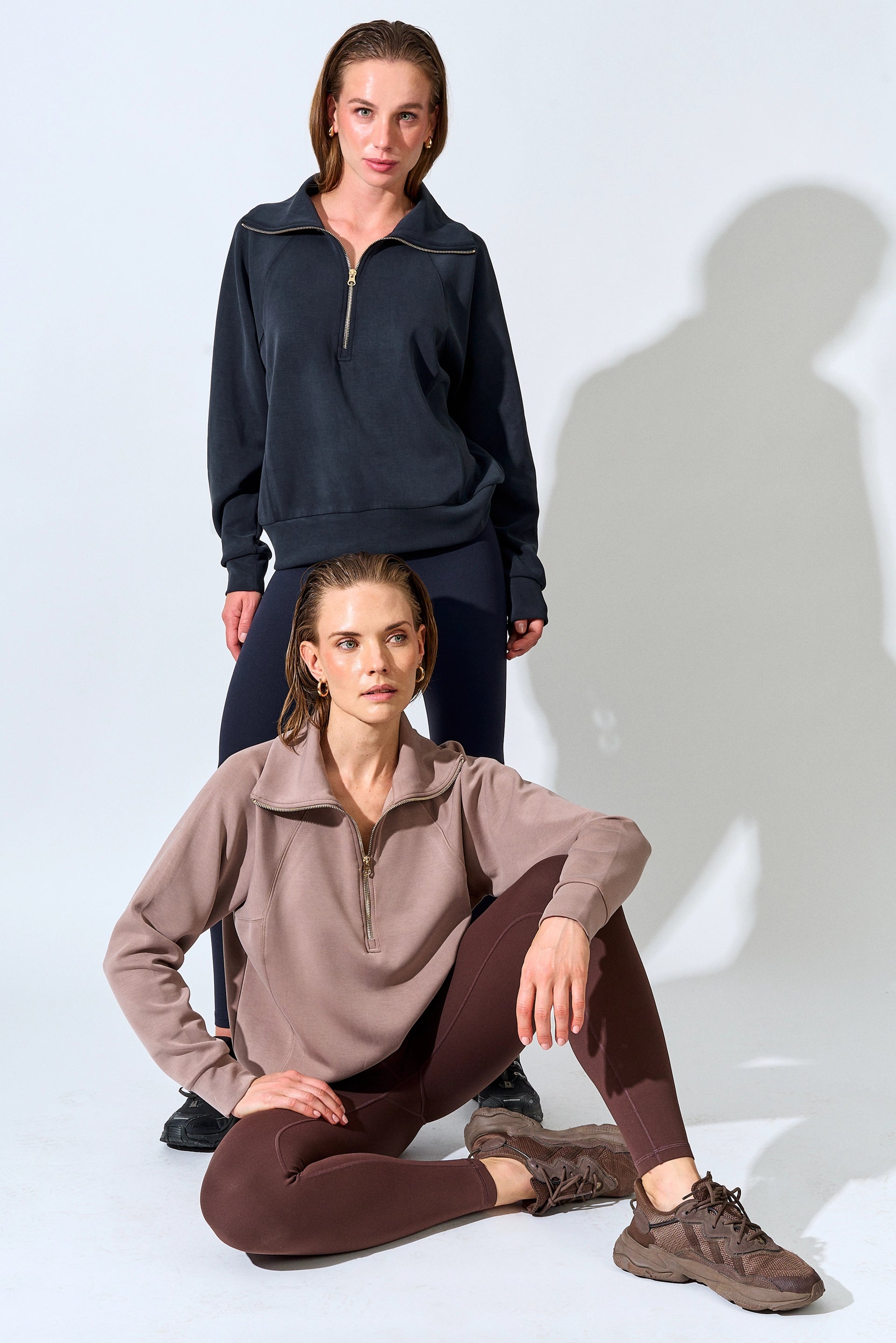 Polerones mujer - Scuba Half Zip Sweat-Taupe | La Forza Athletica