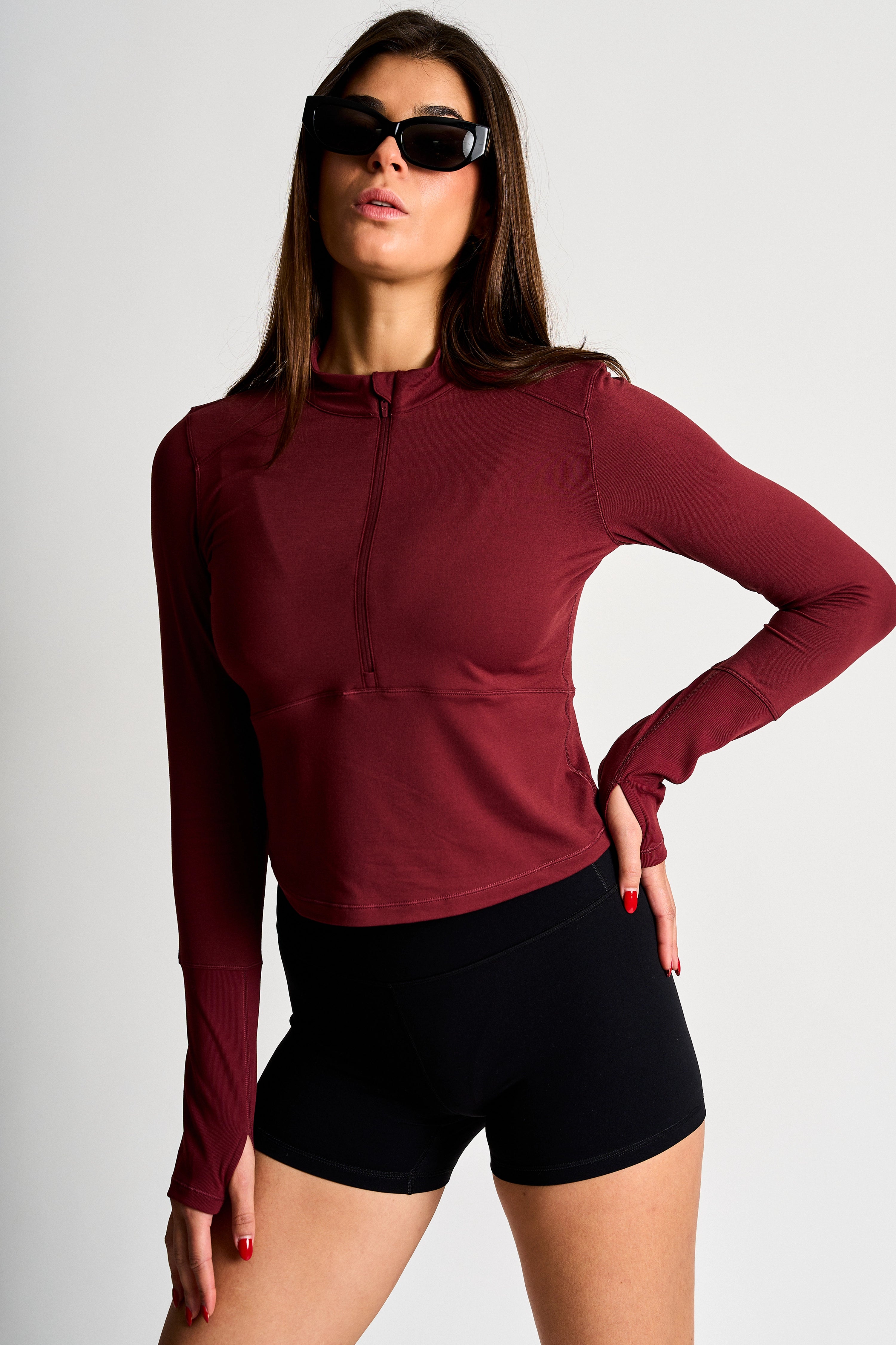 Naked Feel Quarter Zip -Merlot
