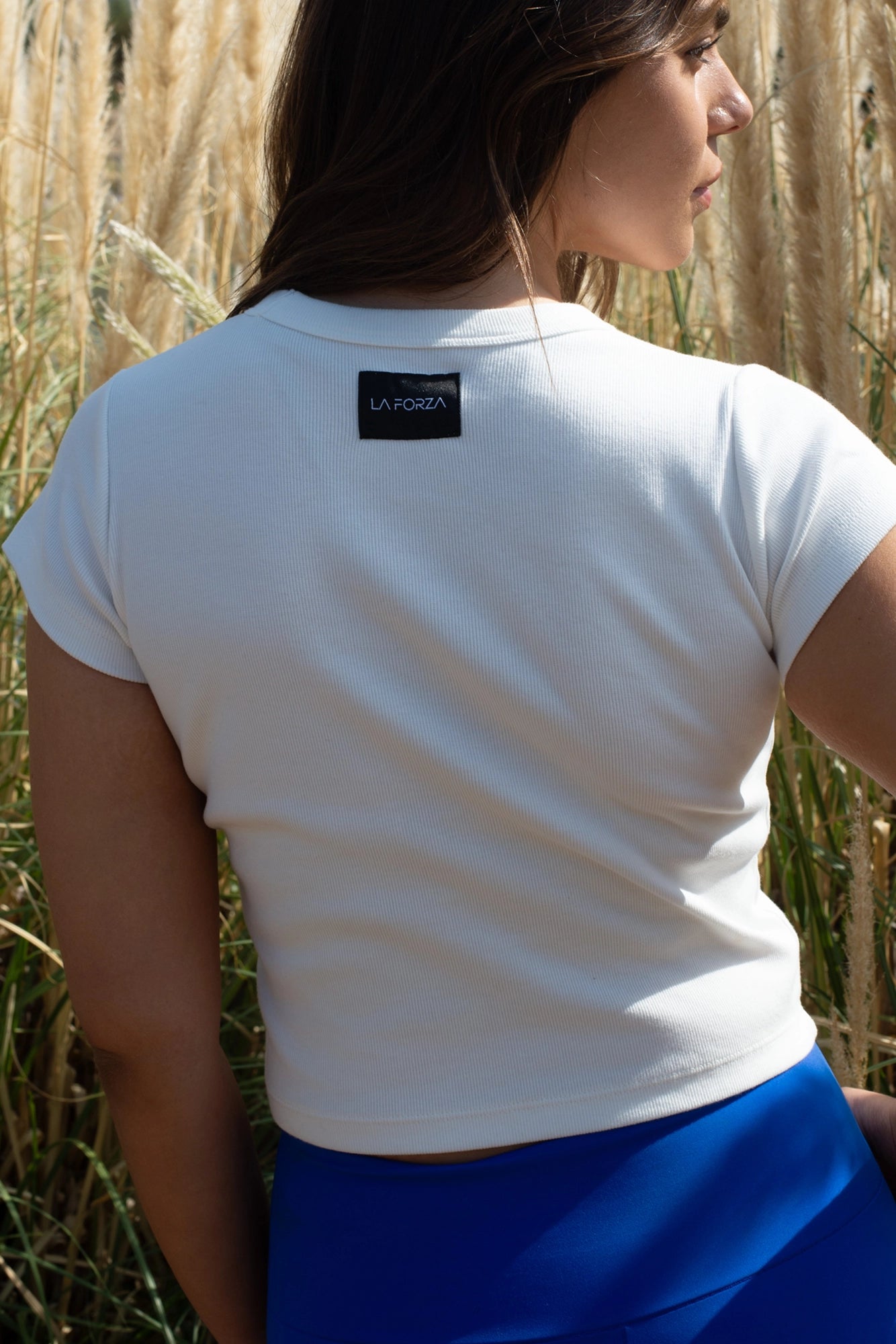 Poleras mujer Blanco - Ribbed Baby Tee-White | La Forza Athletica
