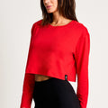 Pima Cotton Cropped Longsleeve-Red