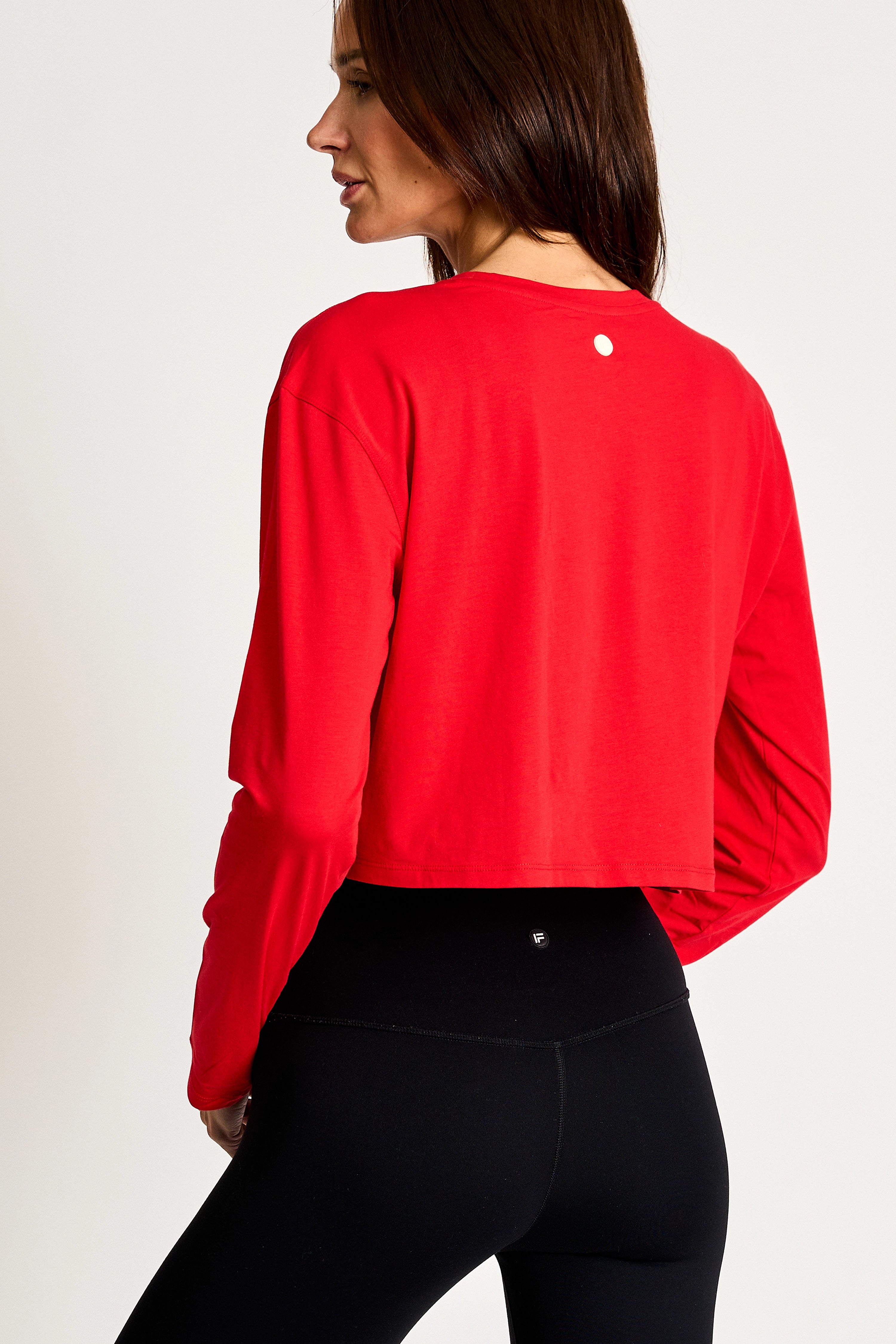 Pima Cotton Cropped Longsleeve-Red