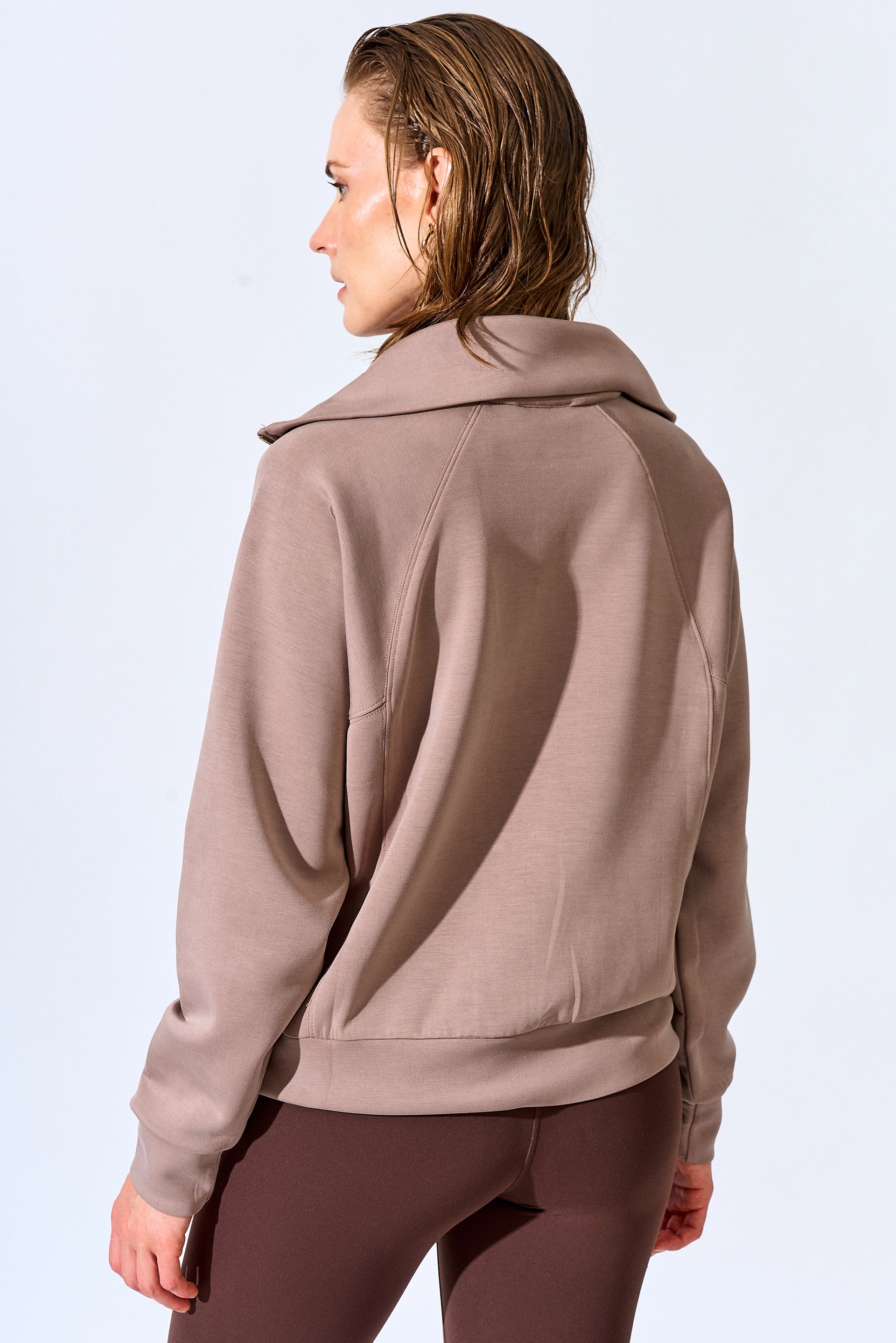 Polerones mujer - Scuba Half Zip Sweat-Taupe | La Forza Athletica