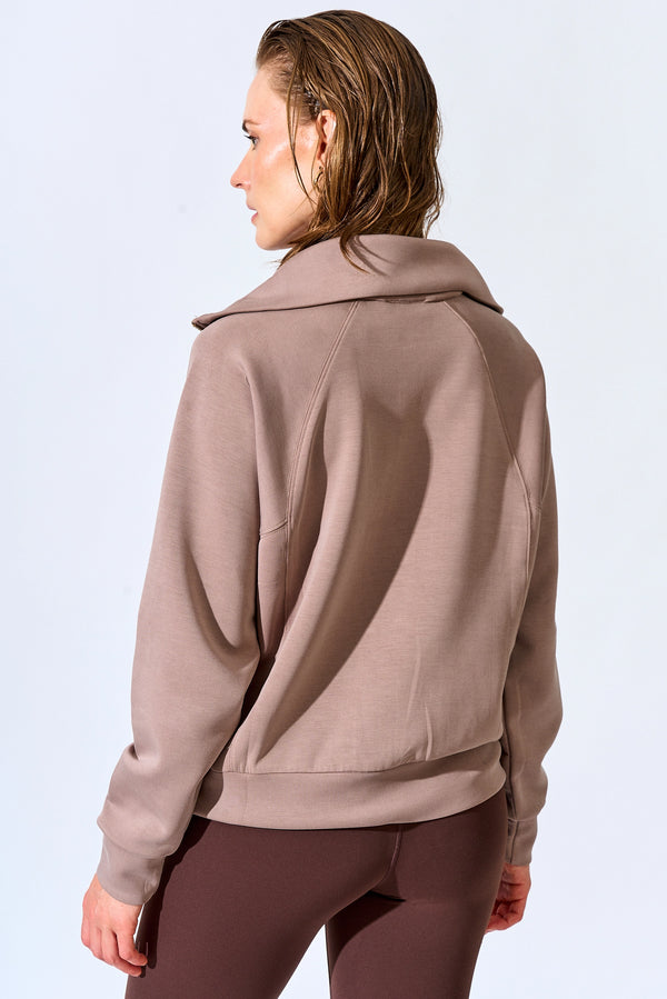 Polerones mujer - Scuba Half Zip Sweat-Taupe | La Forza Athletica