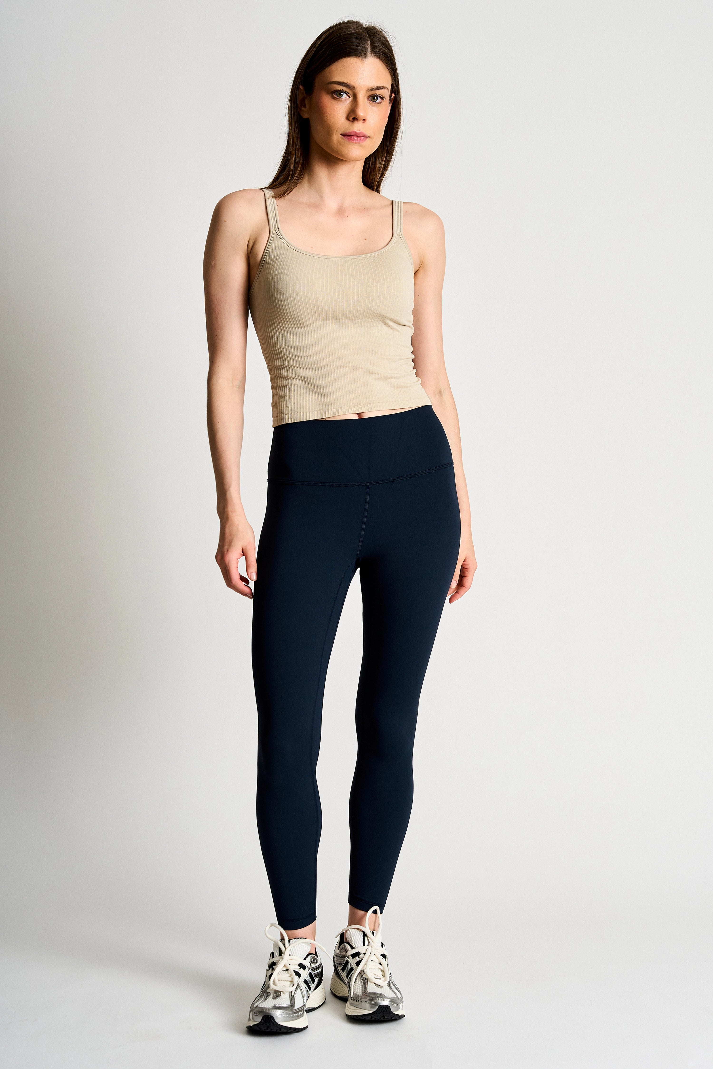 Seamless Ribbed Tank-Beige