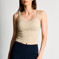 Seamless Ribbed Tank-Beige