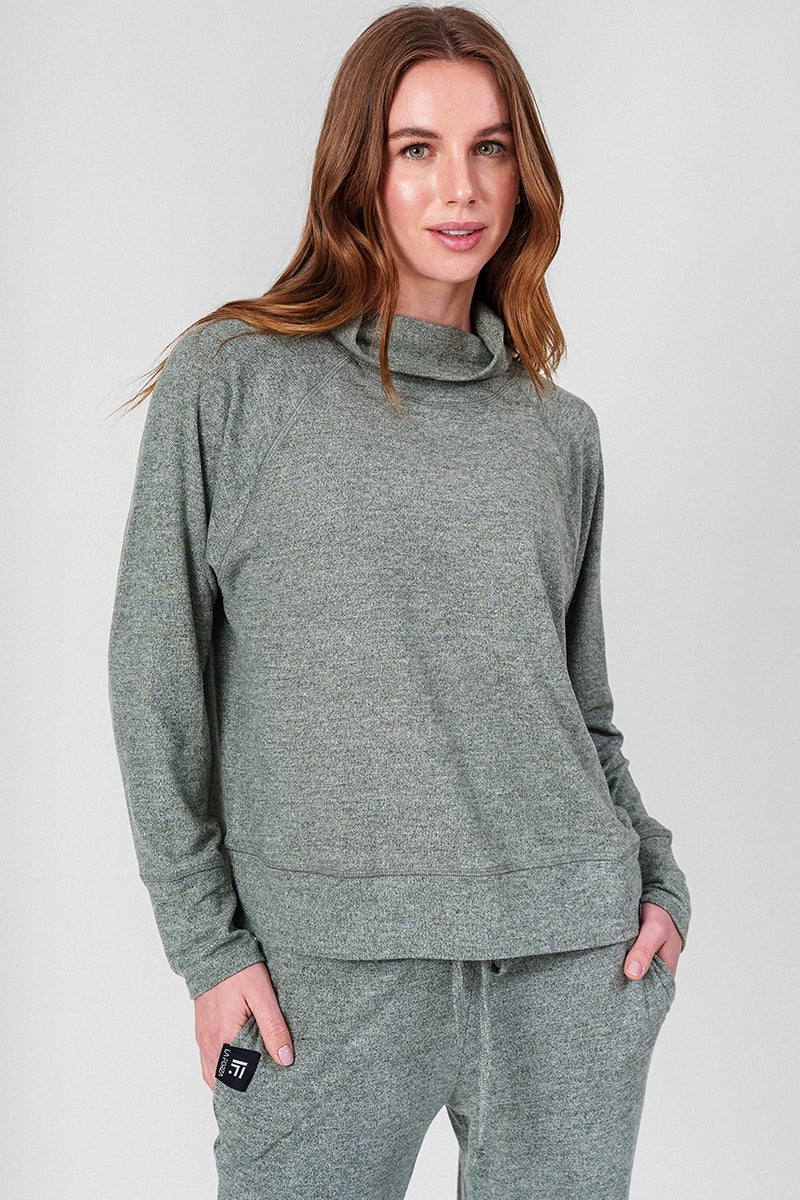 Polerones mujer Verde Musgo - La Forza Athletica Polerón Mujer Solana Soft Cowlneck Pullover - Verde M | La Forza