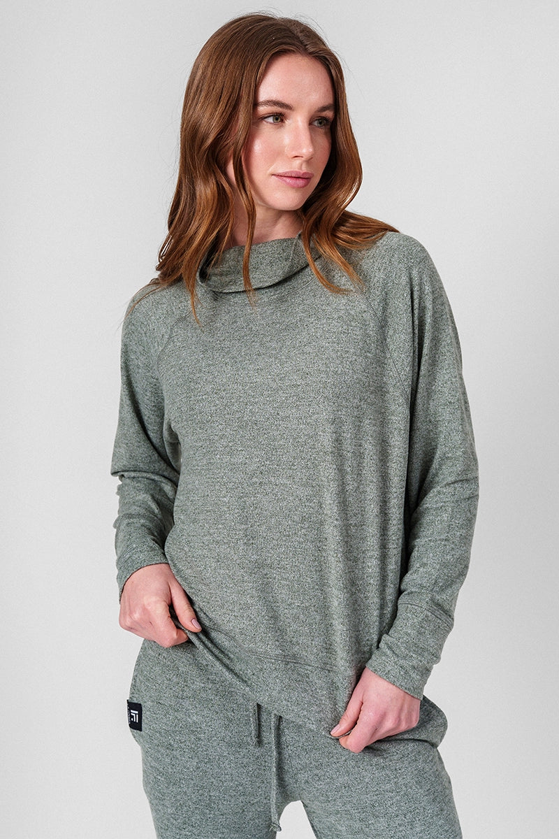 Polerones mujer Verde Musgo - La Forza Athletica Polerón Mujer Solana Soft Cowlneck Pullover - Verde M | La Forza