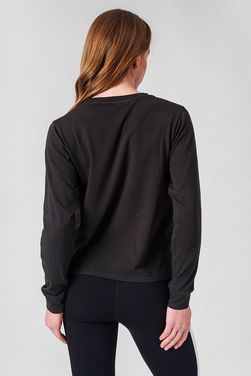 Poleras mujer Negro - Supima Long Sleeve-Stone Black | La Forza Athletica