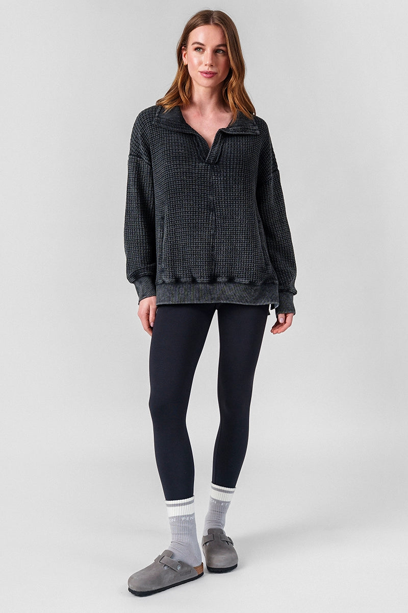 Polerones mujer Negro - La Forza Athletica Polerón Mujer La Jolla Waffle Knit - Negro | La Forza Athletica