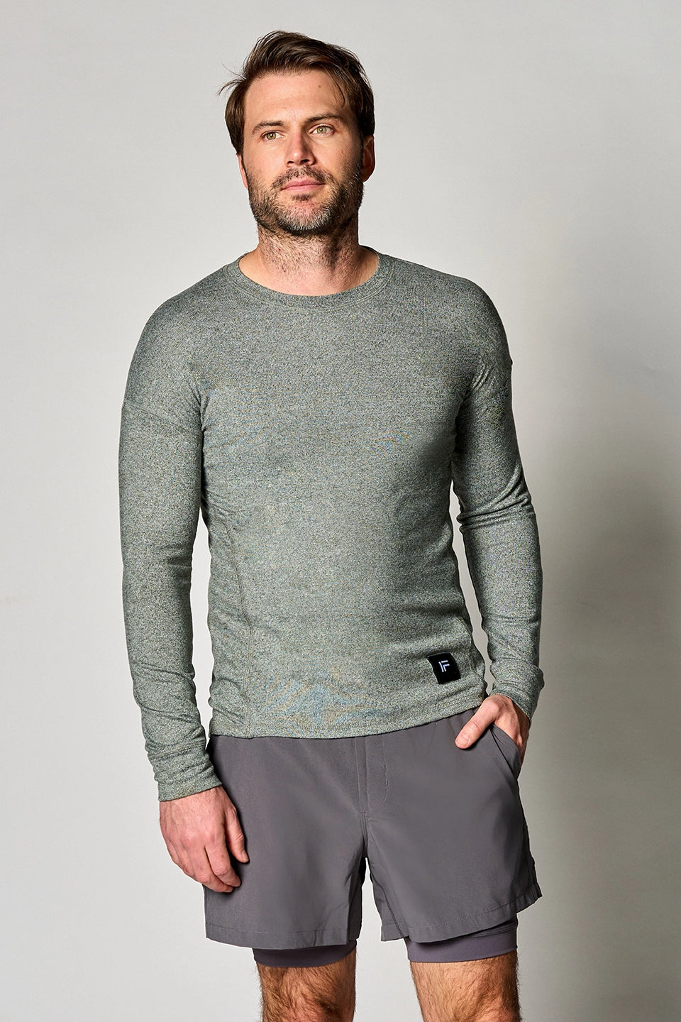 Warm Up Tee-Grey Sage
