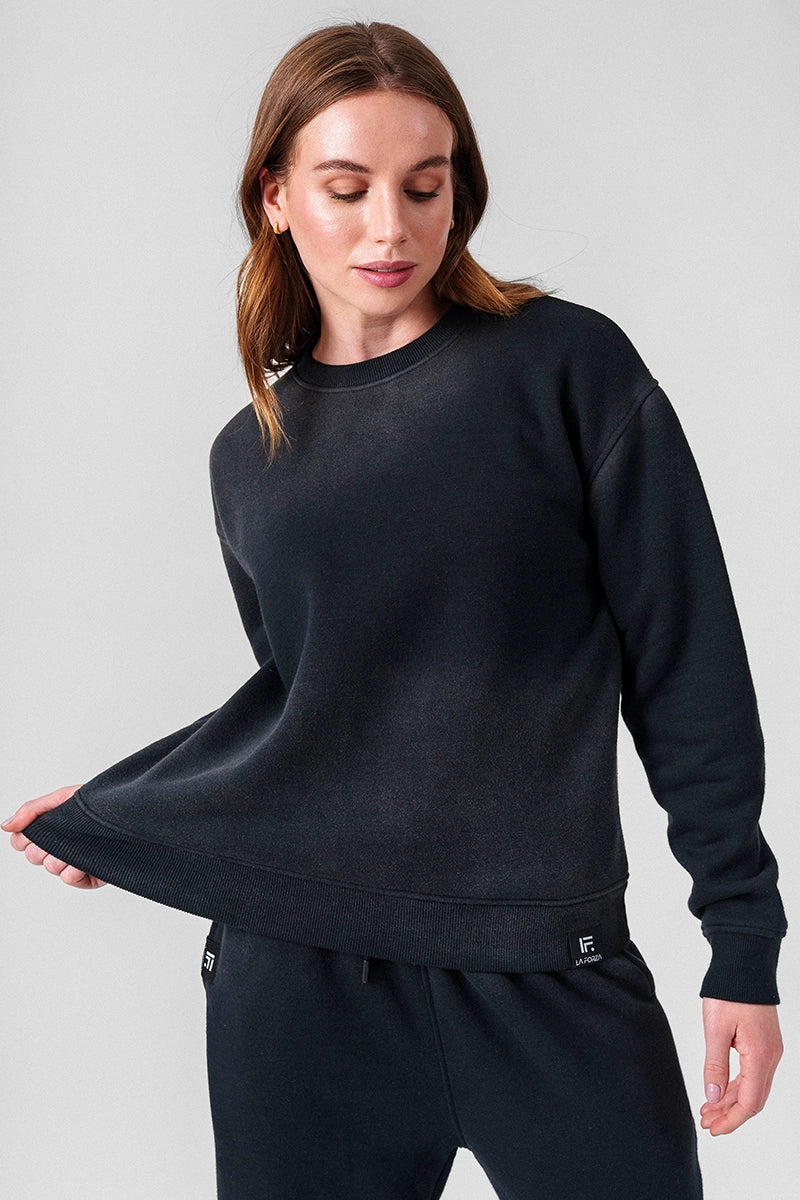 Polerones mujer Negro - Zuma Crewneck Sweatshirt-Ombre Black | La Forza Athletica